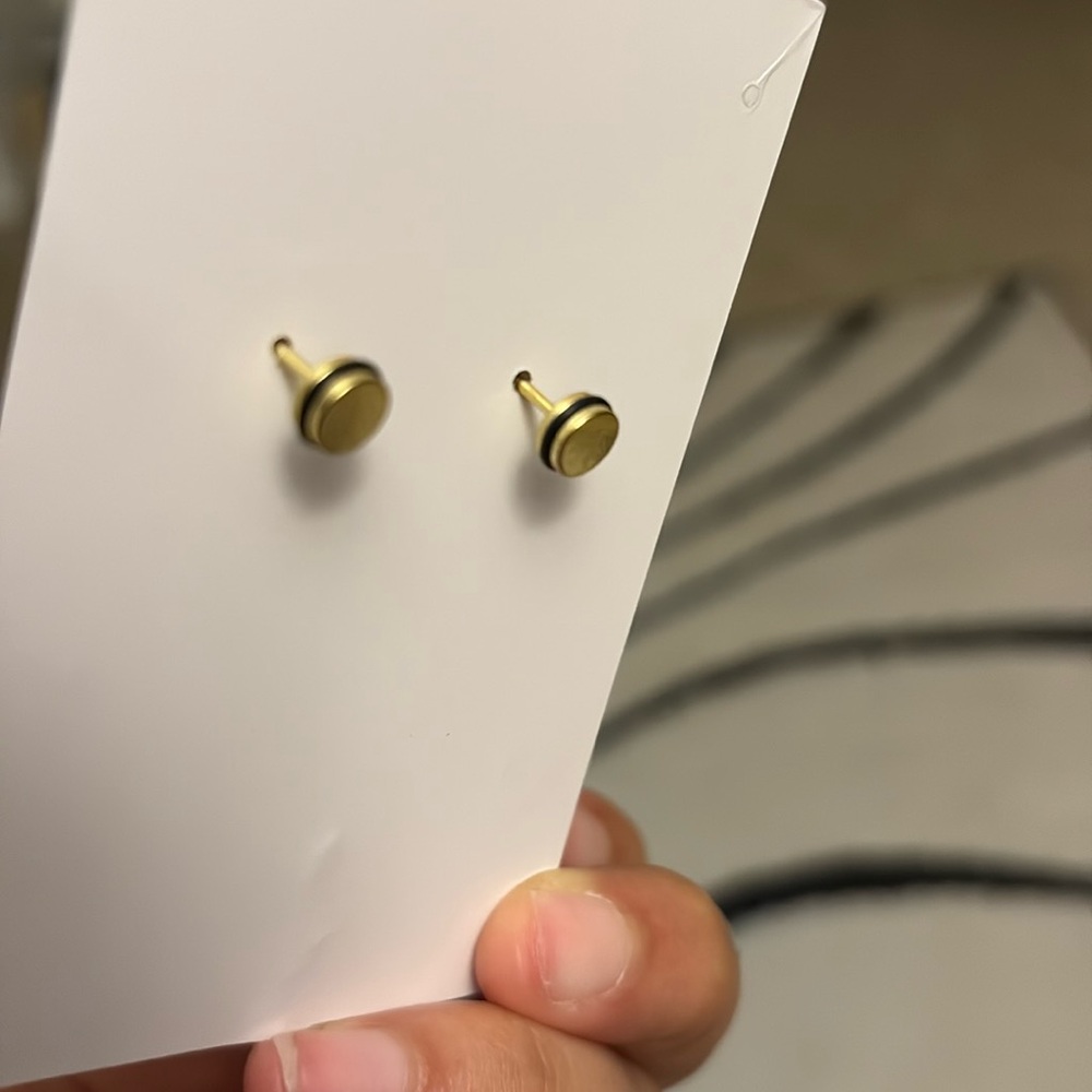 Gold Plated Rhinestone Stud Earrings - Picture 7 of 11